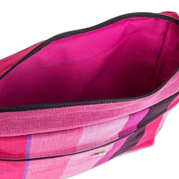 Alternate image for Handcrafted Cotton Messenger Bag Lined Luscious Purple