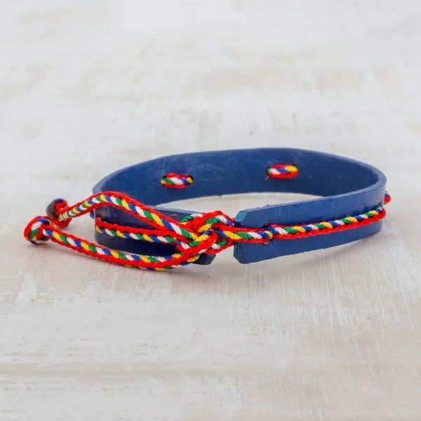 Alternate image for Blue Adjustable Wristband Bracelet with Colorful Cords Vital