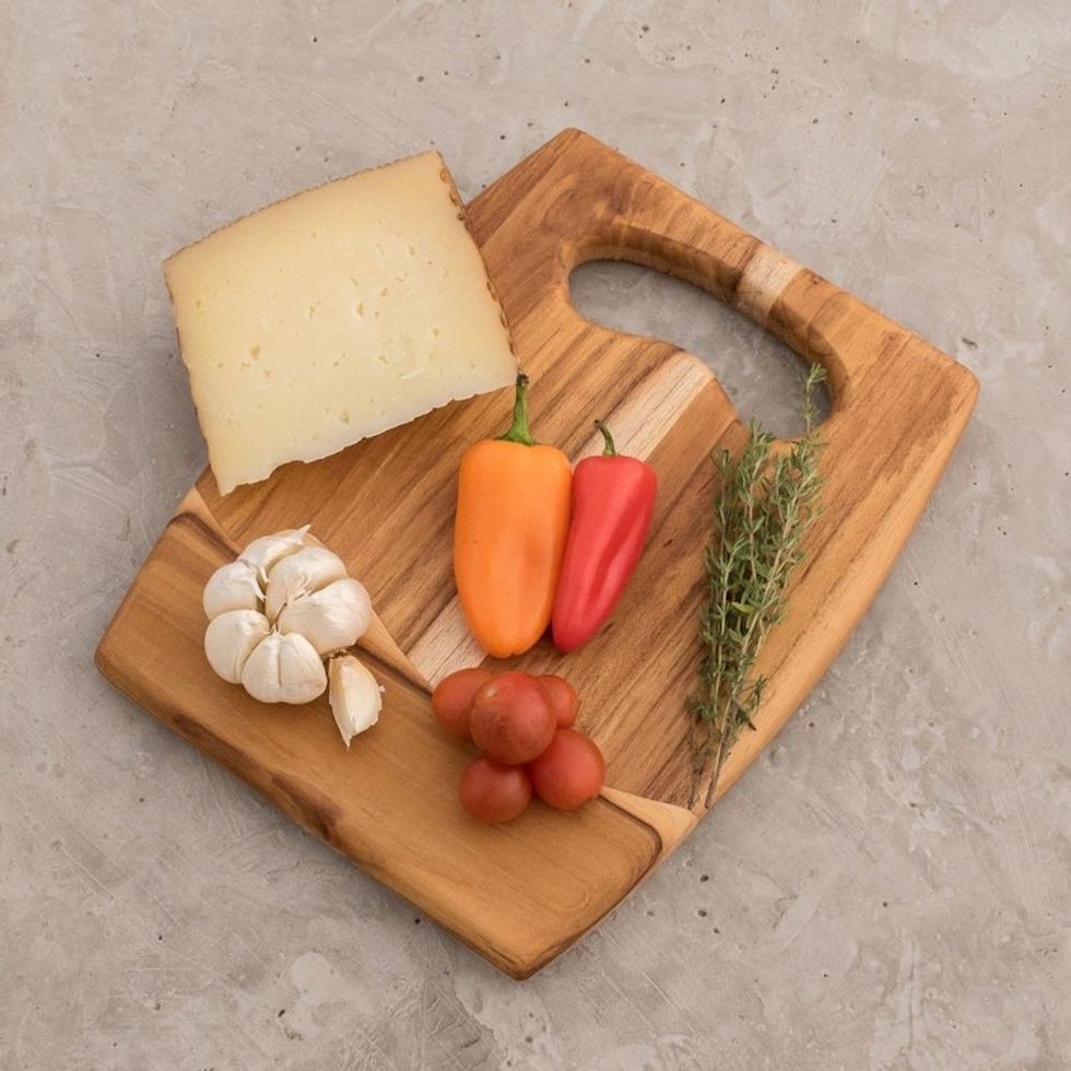 Handcrafted Teak Wood Cutting Board 'Surf'