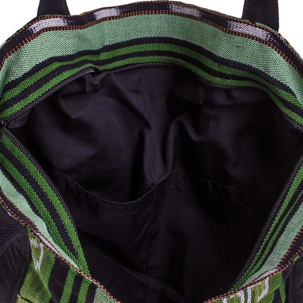 Alternate image for Green and Black Stripe Handwoven Shoulder Bag 11 Inch Glorious Stripes