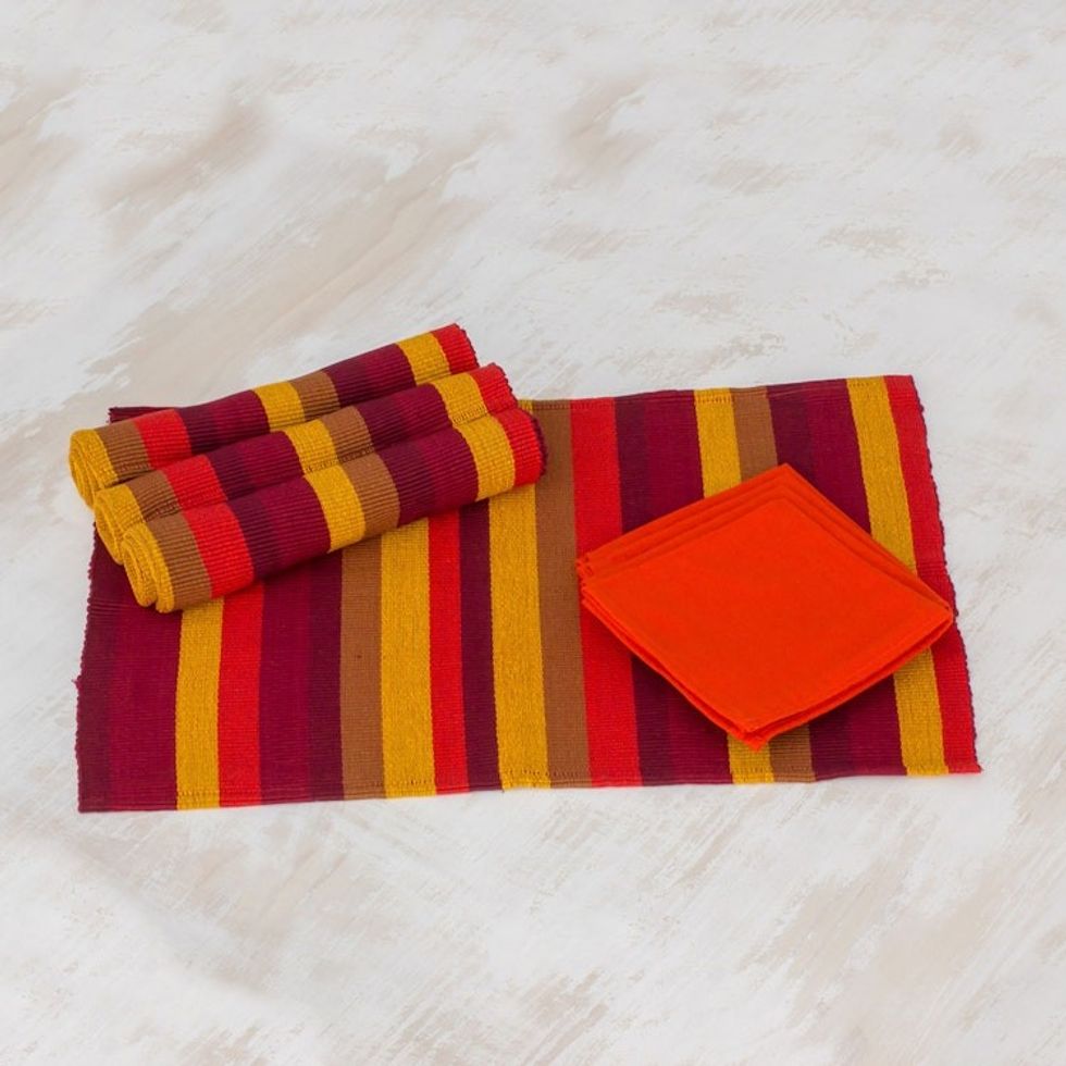 Modern Cotton Placemats and Napkins Set of 4 'Casaca Fiesta'