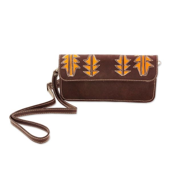 Alternate image for Brown and Saffron Leather Sling Style Handbag Madrone in Brown