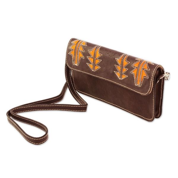 Alternate image for Brown and Saffron Leather Sling Style Handbag Madrone in Brown