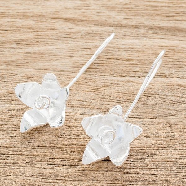 Alternate image for High-Polish Sterling Silver Drop Earrings from Costa Rica Shining Floral Happiness