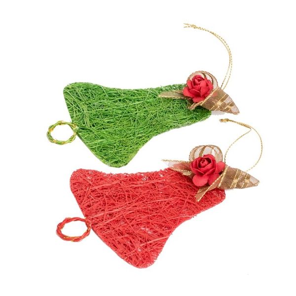 Alternate image for Handcrafted Natural Fiber Bell Holiday Ornaments Set of 4 Joyous Bells