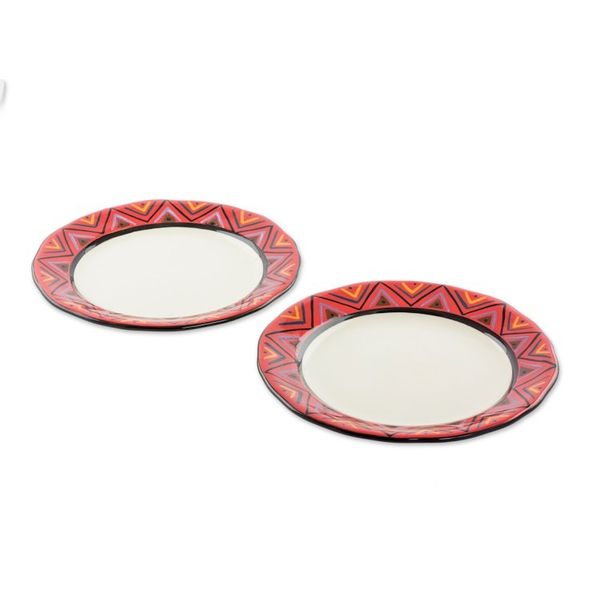 Alternate image for Artisan Crafted Maya Style Luncheon Plates Pair Tazumal