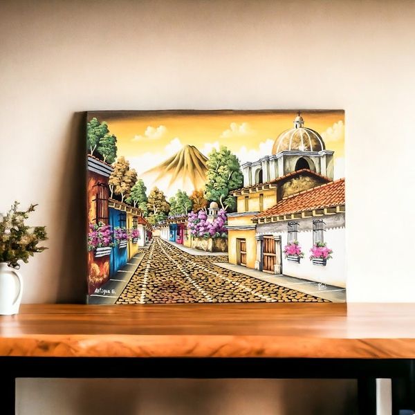 Alternate image for Guatemala Town Painting in Oil on Canvas Antigua Guatemala I