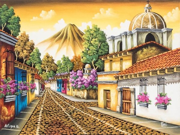 Alternate image for Guatemala Town Painting in Oil on Canvas Antigua Guatemala I