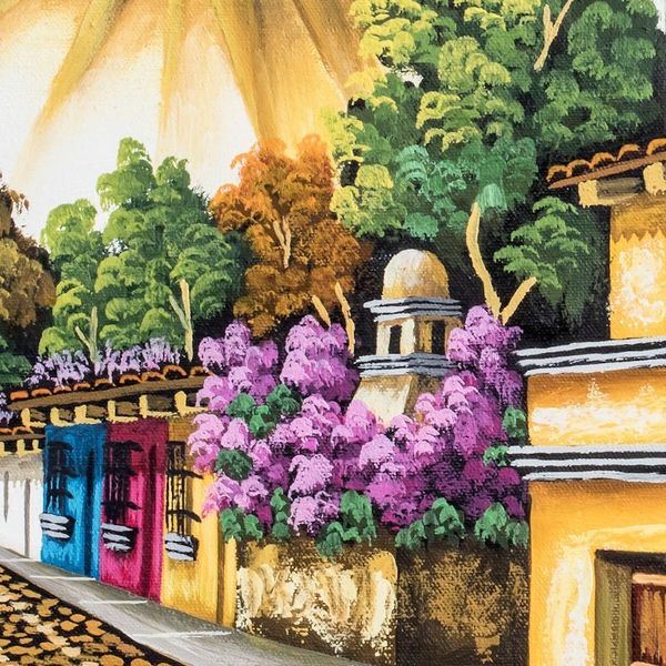 Alternate image for Guatemala Town Painting in Oil on Canvas Antigua Guatemala I