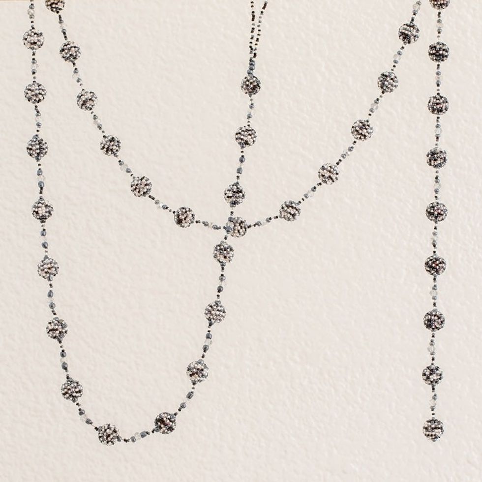 Handcrafted Glass Beaded Garland from Guatemala 'Brilliant Night'
