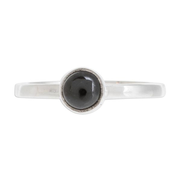 Alternate image for Round Black Jade Solitaire Ring from Guatemala Round Delight