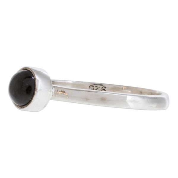 Alternate image for Round Black Jade Solitaire Ring from Guatemala Round Delight
