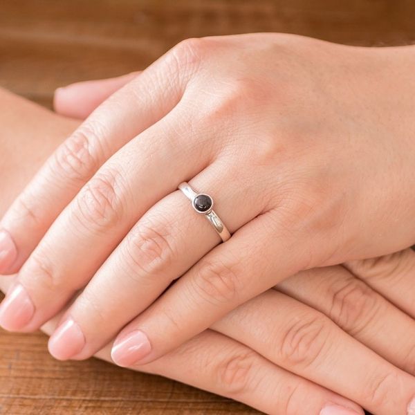 Alternate image for Round Black Jade Solitaire Ring from Guatemala Round Delight
