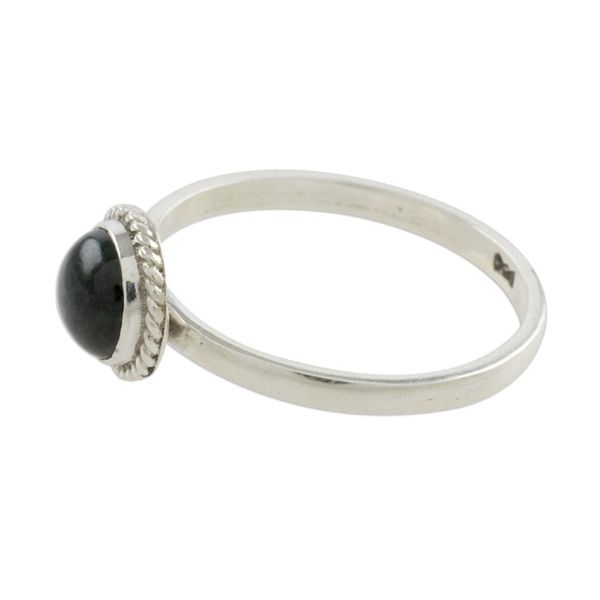 Alternate image for Dark Green Jade Solitaire Ring Crafted in Guatemala Ancient Circle