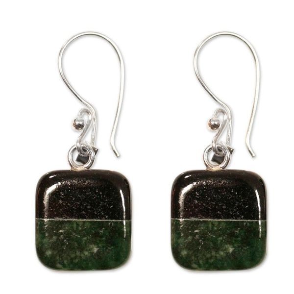 Alternate image for Fair Trade Sterling Silver Jade Dangle Earrings Duality