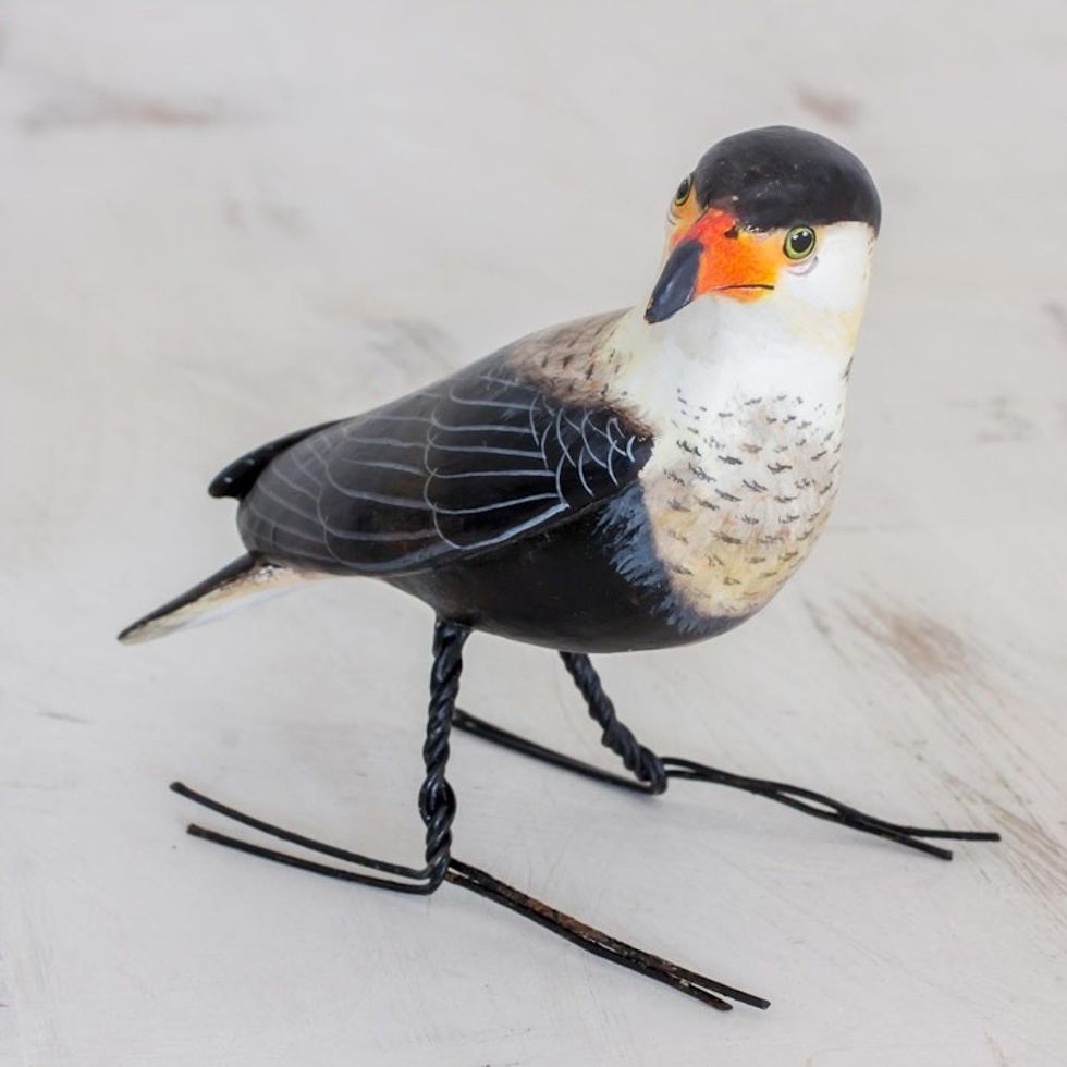 Hand Sculpted, Painted Ceramic Crested Caracara Figurine 'Crested Caracara'
