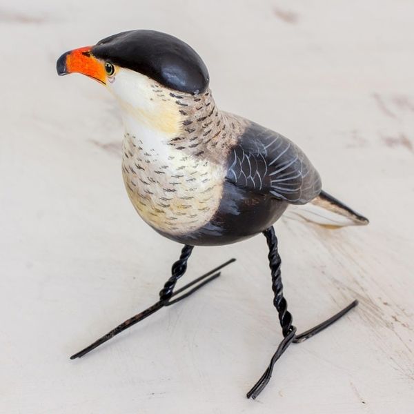 Alternate image for Hand Sculpted, Painted Ceramic Crested Caracara Figurine Crested Caracara
