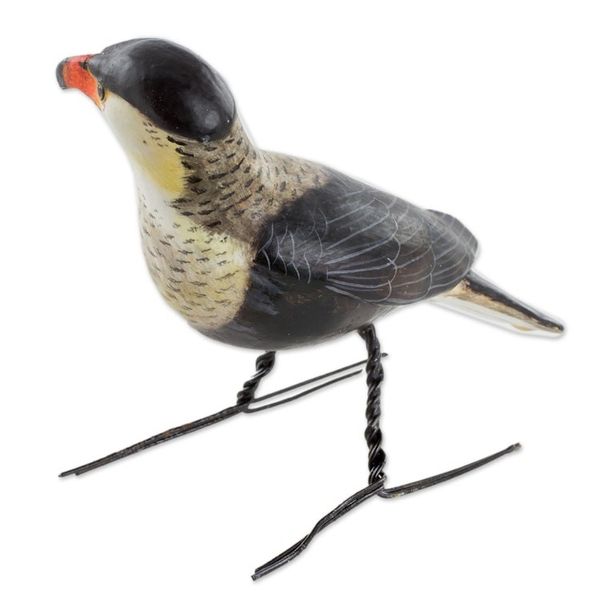 Alternate image for Hand Sculpted, Painted Ceramic Crested Caracara Figurine Crested Caracara