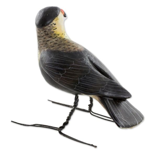Alternate image for Hand Sculpted, Painted Ceramic Crested Caracara Figurine Crested Caracara