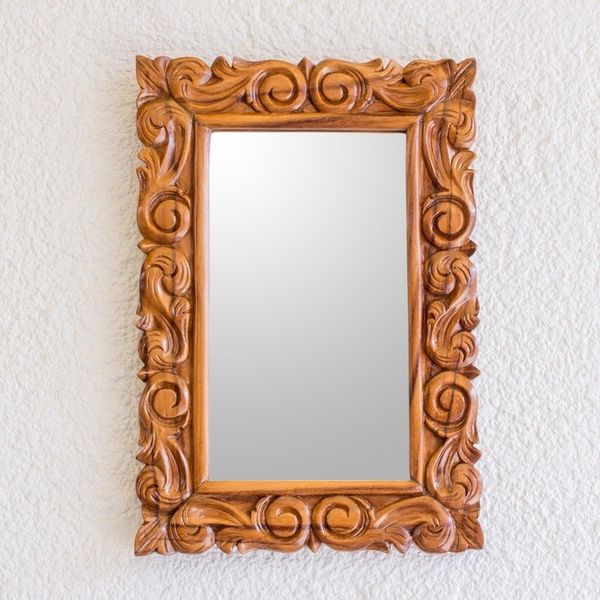 Alternate image for Artisan Crafted Classic Carved Wood Wall Mirror Eternal Spring