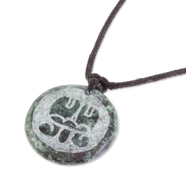 Alternate image for Jade Necklace of Mayan Figure Aqabal from Guatemala Aqabal Medallion