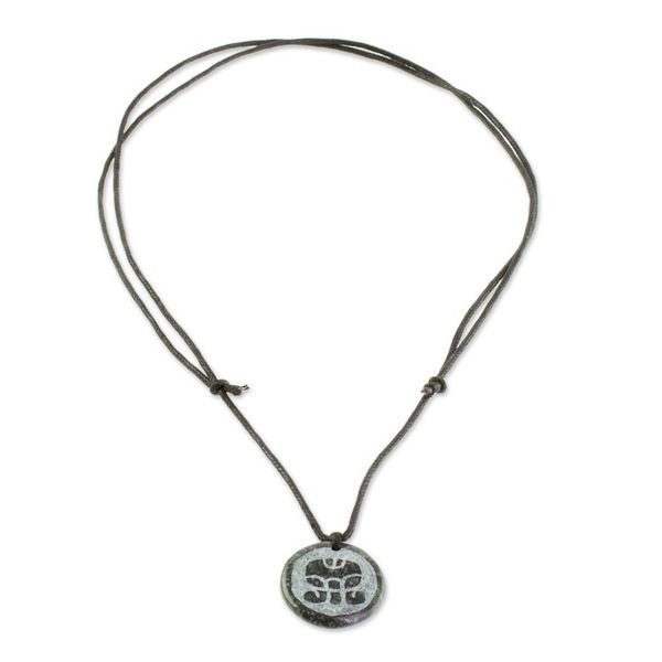 Alternate image for Jade Necklace of Mayan Figure Aqabal from Guatemala Aqabal Medallion