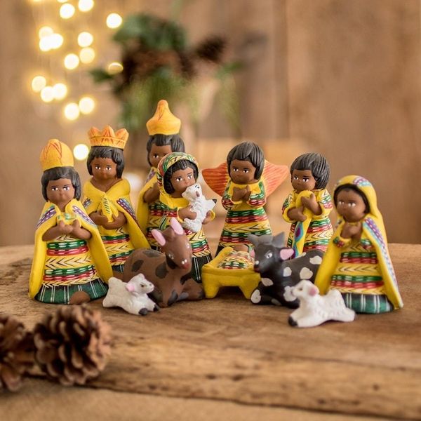 Alternate image for Ceramic nativity scene Set of 12 Christmas in San Juan