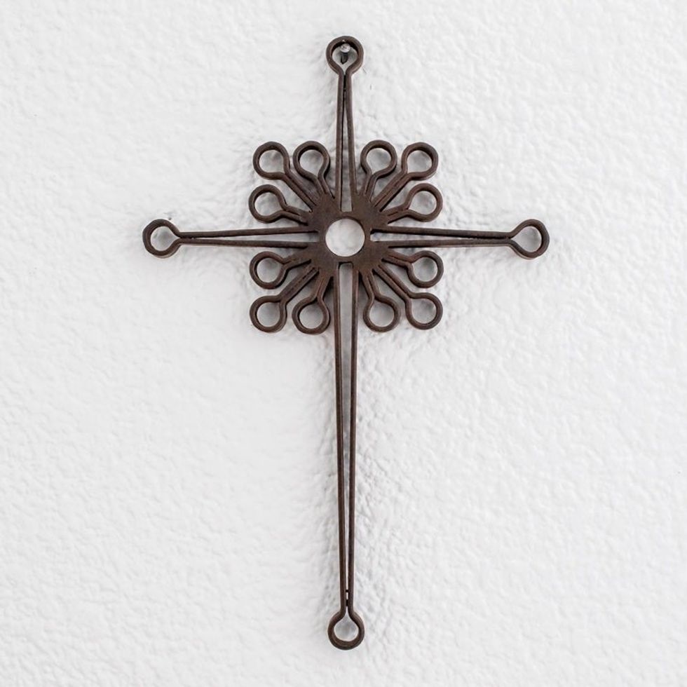 Fair Trade Religious Metal Wall Art Cross 'Christian Dynamic'