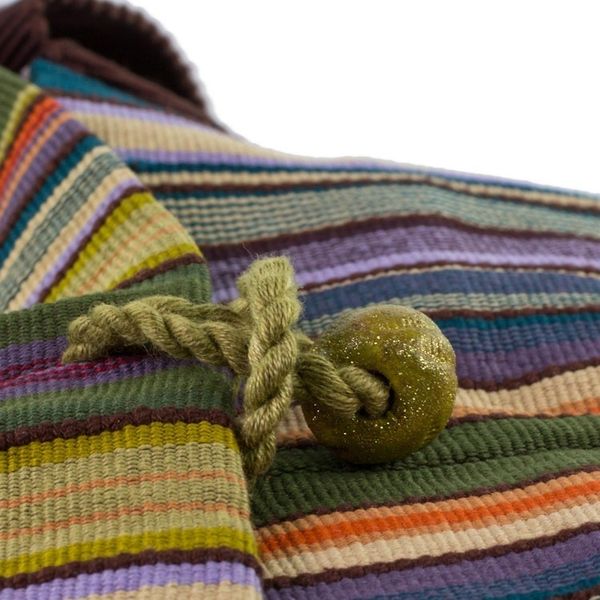 Alternate image for 100 Cotton Handwoven Colorful Striped Tote Handbag Earth and Sky