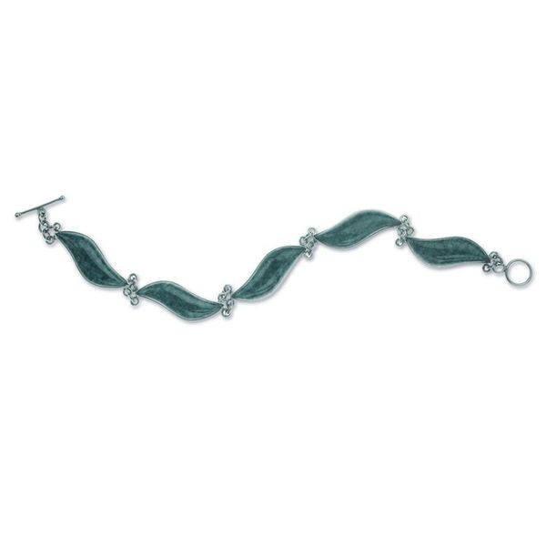 Alternate image for Handmade Sterling Silver Bracelet with Green Maya Jade Leaves in the Breeze