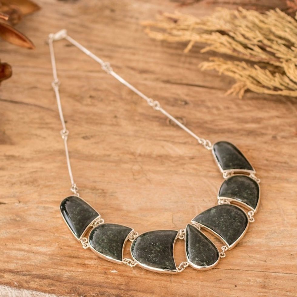 Jade and Sterling Silver Necklace Handmade Jewelry 'Uniqueness'