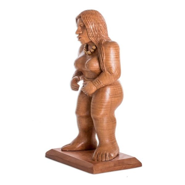 Alternate image for Hand-Carved Cedar Wood Mayan Sculpture from Guatemala Mayan Goddess