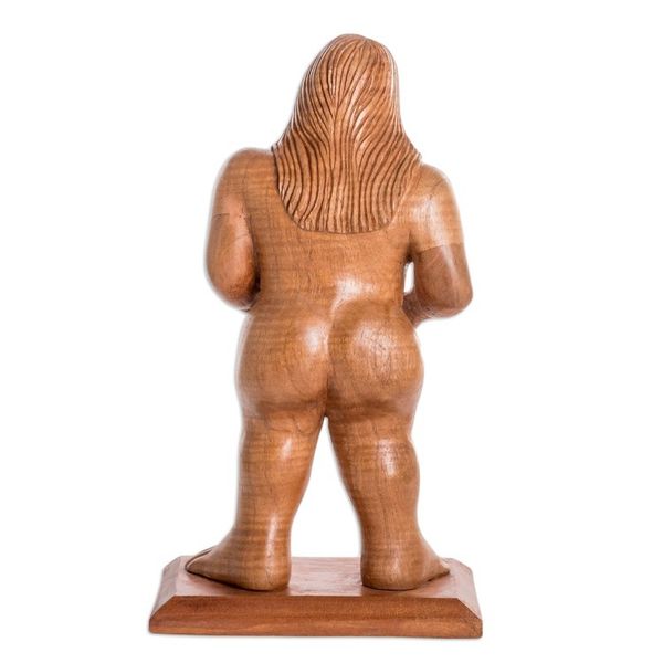 Alternate image for Hand-Carved Cedar Wood Mayan Sculpture from Guatemala Mayan Goddess