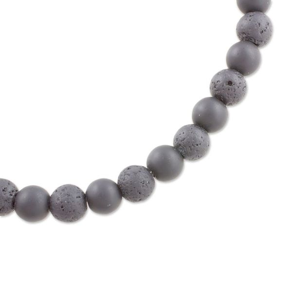 Alternate image for Guatemalan Black Onyx and Lava Stone Beaded Stretch Bracelet Dark Earth