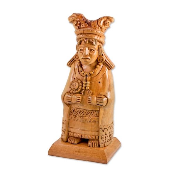 Alternate image for Hand-Carved Wood Sculpture of a Mayan Woman from Guatemala Mayan Midwife