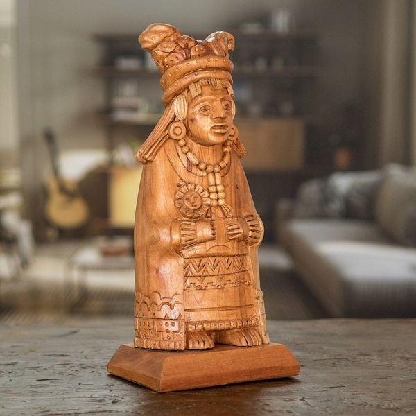 Alternate image for Hand-Carved Wood Sculpture of a Mayan Woman from Guatemala Mayan Midwife
