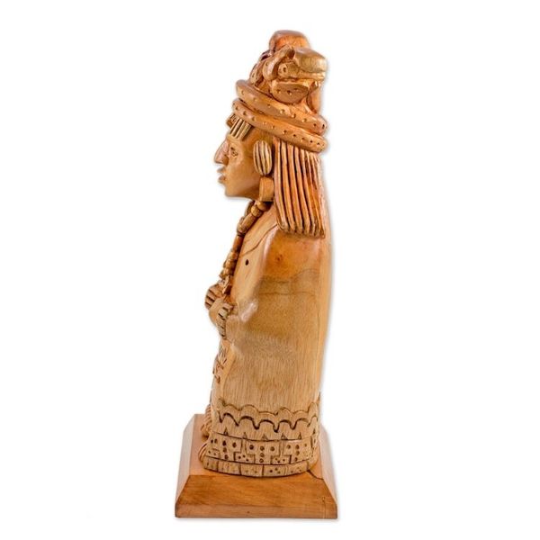 Alternate image for Hand-Carved Wood Sculpture of a Mayan Woman from Guatemala Mayan Midwife