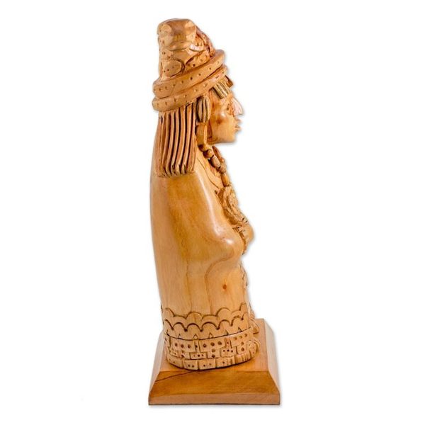 Alternate image for Hand-Carved Wood Sculpture of a Mayan Woman from Guatemala Mayan Midwife