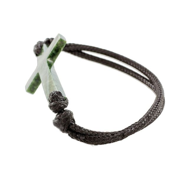 Alternate image for Cross-Shaped Dark Green Jade Bracelet from Guatemala Maya Faith in Dark Green