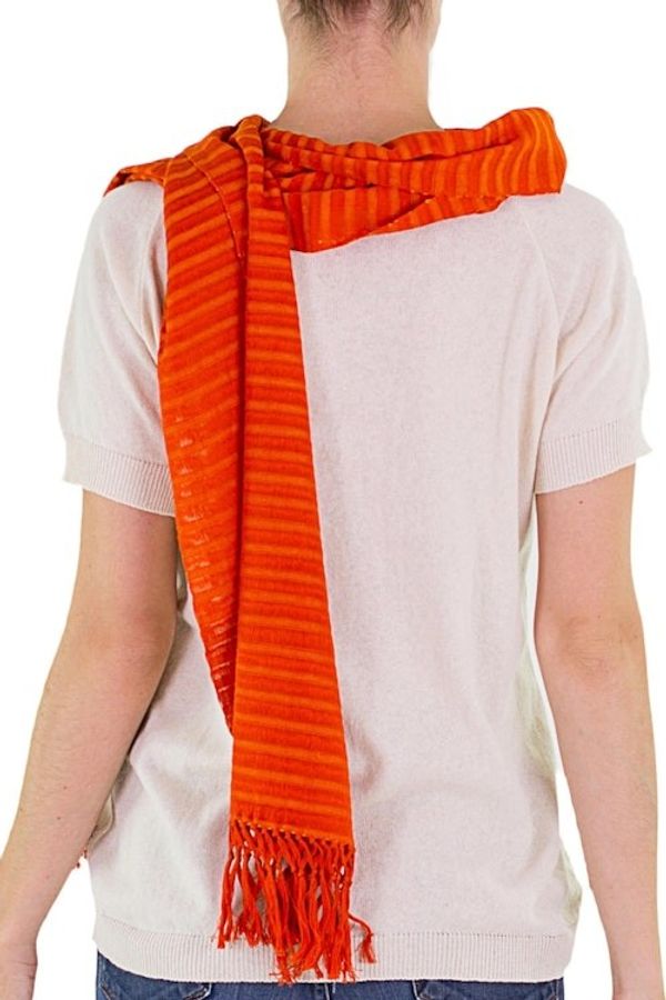 Alternate image for Unique Orange Cotton Scarf Citrus Fantasy