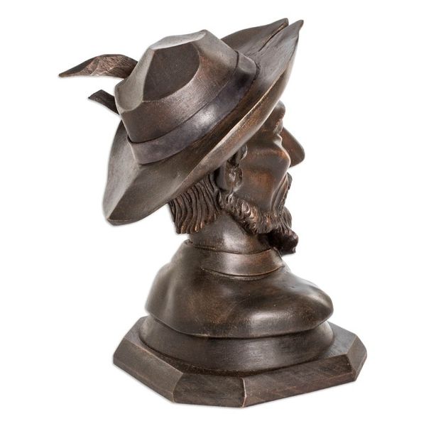 Alternate image for Cedar Wood Don Quijote Bust Sculpture from Guatemala Bust of Don Quijote