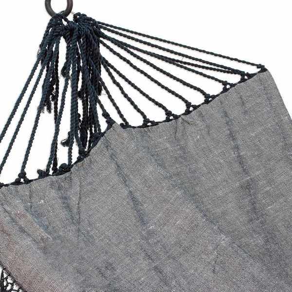 Alternate image for Handwoven Cotton Single Hammock in Graphite from Guatemala Stellar Night