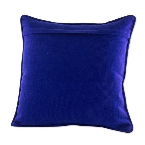 Alternate image for Blue Bird Theme Maya Backstrap Woven Cotton Cushion Cover Quiche Birds