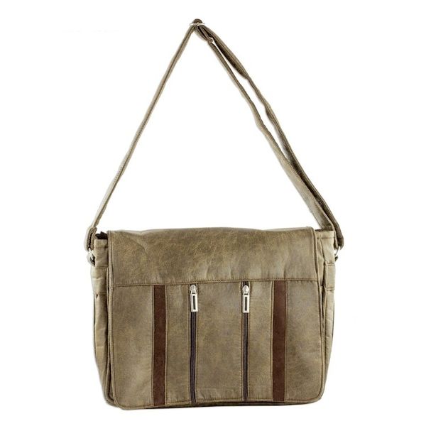 Alternate image for Handcrafted Brown Faux Leather Messenger Bag from Costa Rica Elegant Combination