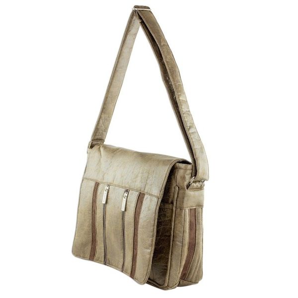 Alternate image for Handcrafted Brown Faux Leather Messenger Bag from Costa Rica Elegant Combination