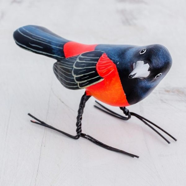 Alternate image for Ceramic Figurine of an Orchard Oriole Bird from Guatemala Orchard Oriole