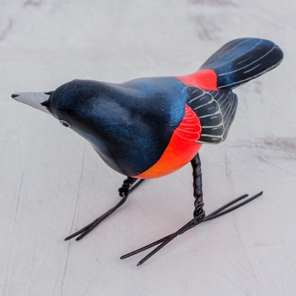 Alternate image for Ceramic Figurine of an Orchard Oriole Bird from Guatemala Orchard Oriole