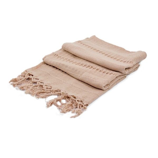 Alternate image for Handwoven Fringed Cotton Shawl in Champagne from Nicaragua Shaded Beauty in Champagne