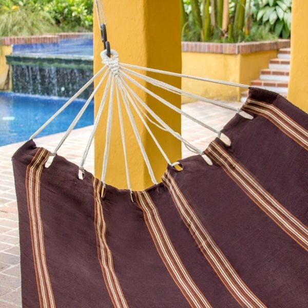 Alternate image for Hand Woven Espresso Striped Hammock Single Guatemala Sandy Path