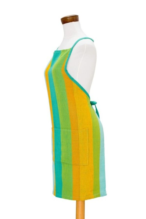 Alternate image for Handwoven Striped Cotton Apron from Guatemala Summer Cooking